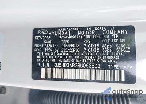 2024 Hyundai Kona Sel from USA, damaged, VIN KM8HB3AB3RU053503